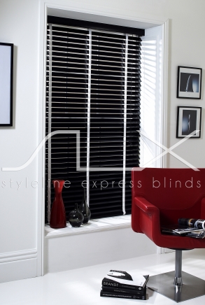 50mm Ebony with 25mm White Tape Window blind